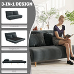 Dvivietė sofa-lova, reguliuojama, 141 x 90 x 81 cm, tamsiai pilka