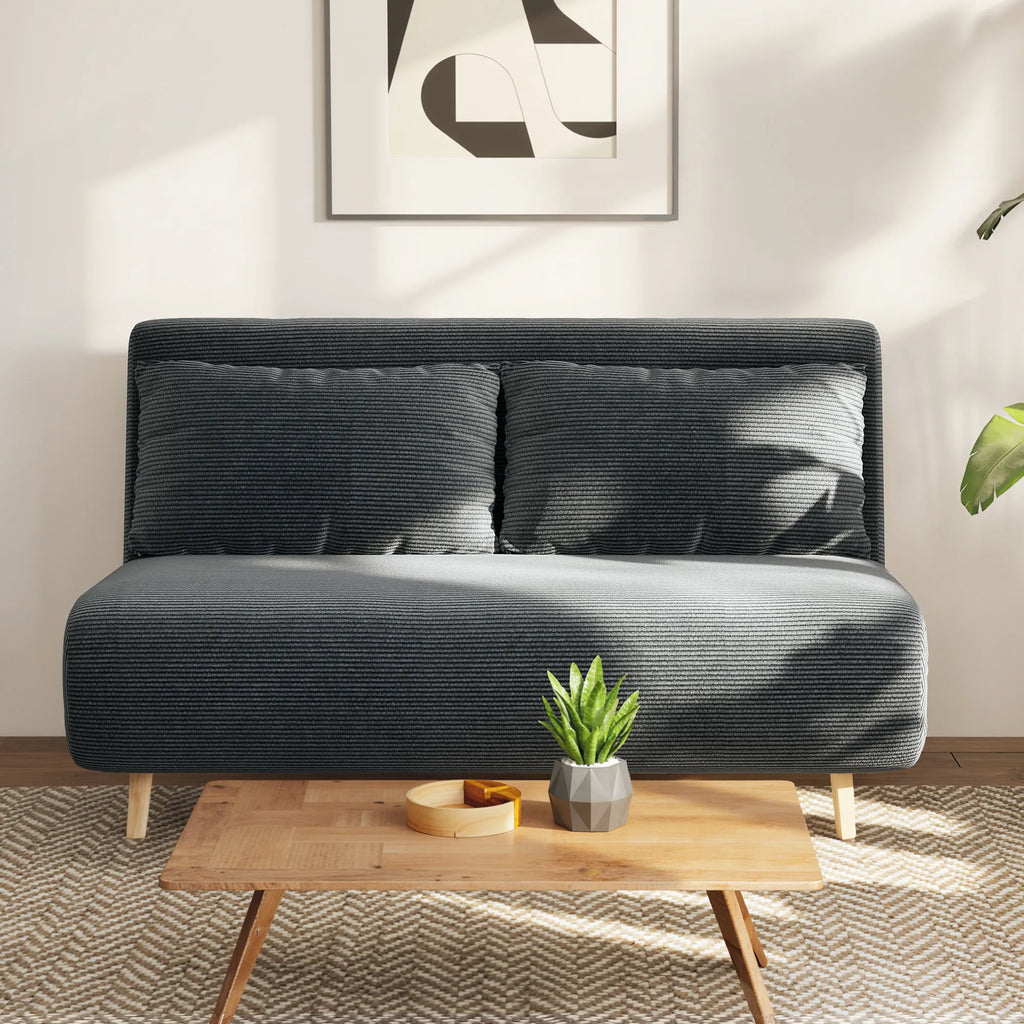 Dvivietė sofa-lova, reguliuojama, 141 x 90 x 81 cm, tamsiai pilka