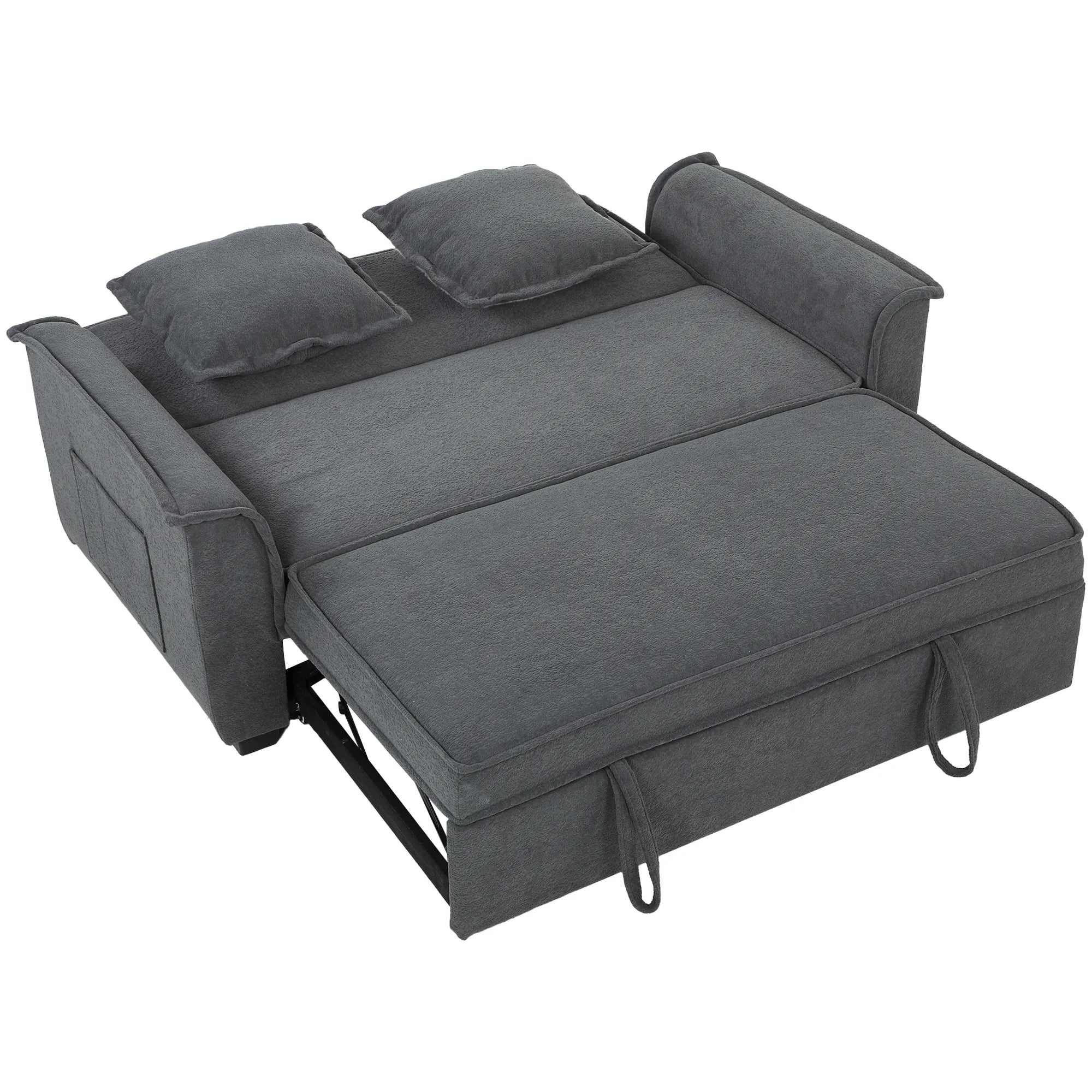 Dvivietė sofa-lova su reguliuojama atlošo padėtimi, tamsiai pilka