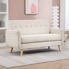 Dvivietė sofa, minkšta ir patogi, 134 cm, smėlio spalvos