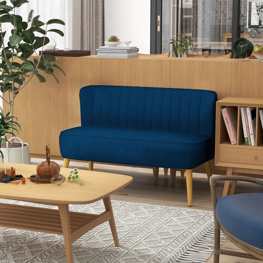 Dvivietė sofa, modernaus dizaino, 117 cm, tamsiai mėlyna