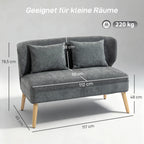 Dvivietė sofa, moderni su rėmu iš kaučiukmedžio, 117 cm, pilka