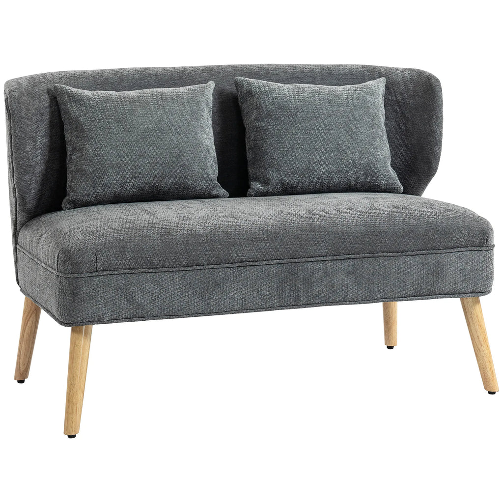 Dvivietė sofa, moderni su rėmu iš kaučiukmedžio, 117 cm, pilka
