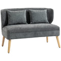 Dvivietė sofa, moderni su rėmu iš kaučiukmedžio, 117 cm, pilka