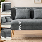 Dvivietė sofa, moderni su rėmu iš kaučiukmedžio, 117 cm, pilka