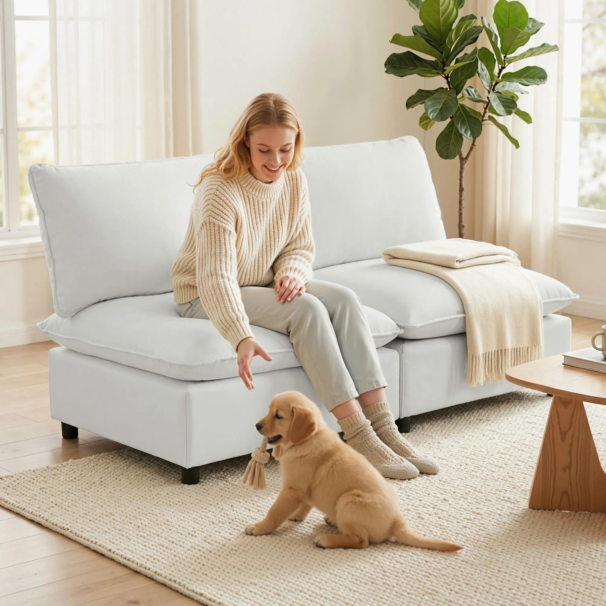 Dvivietė sofa, modulinė, 146 cm pločio, pilka
