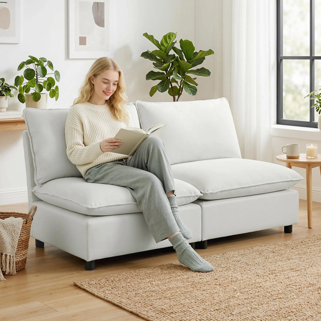 Dvivietė sofa, modulinė, 146 cm pločio, pilka