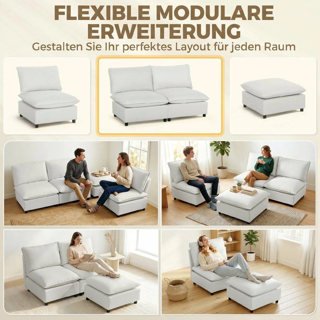 Dvivietė sofa, modulinė, 146 cm pločio, pilka