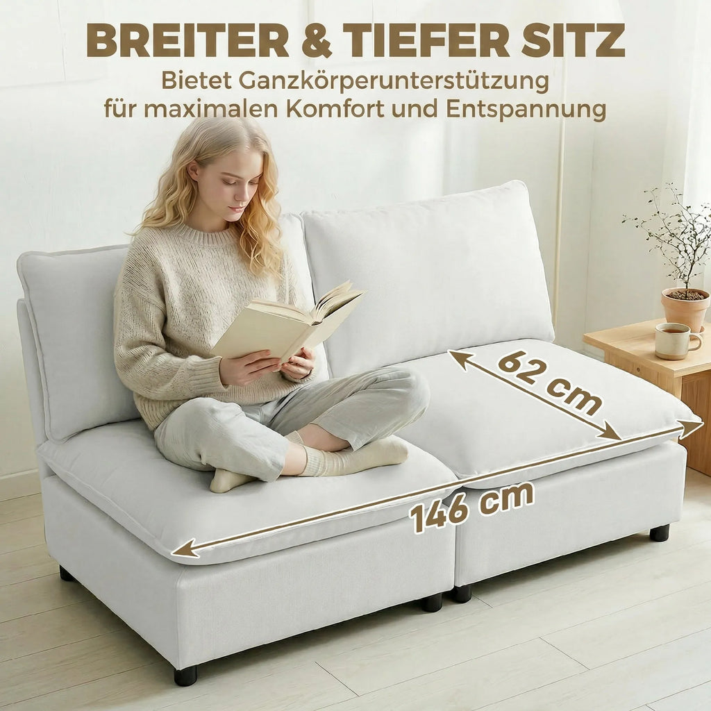 Dvivietė sofa, modulinė, 146 cm pločio, pilka