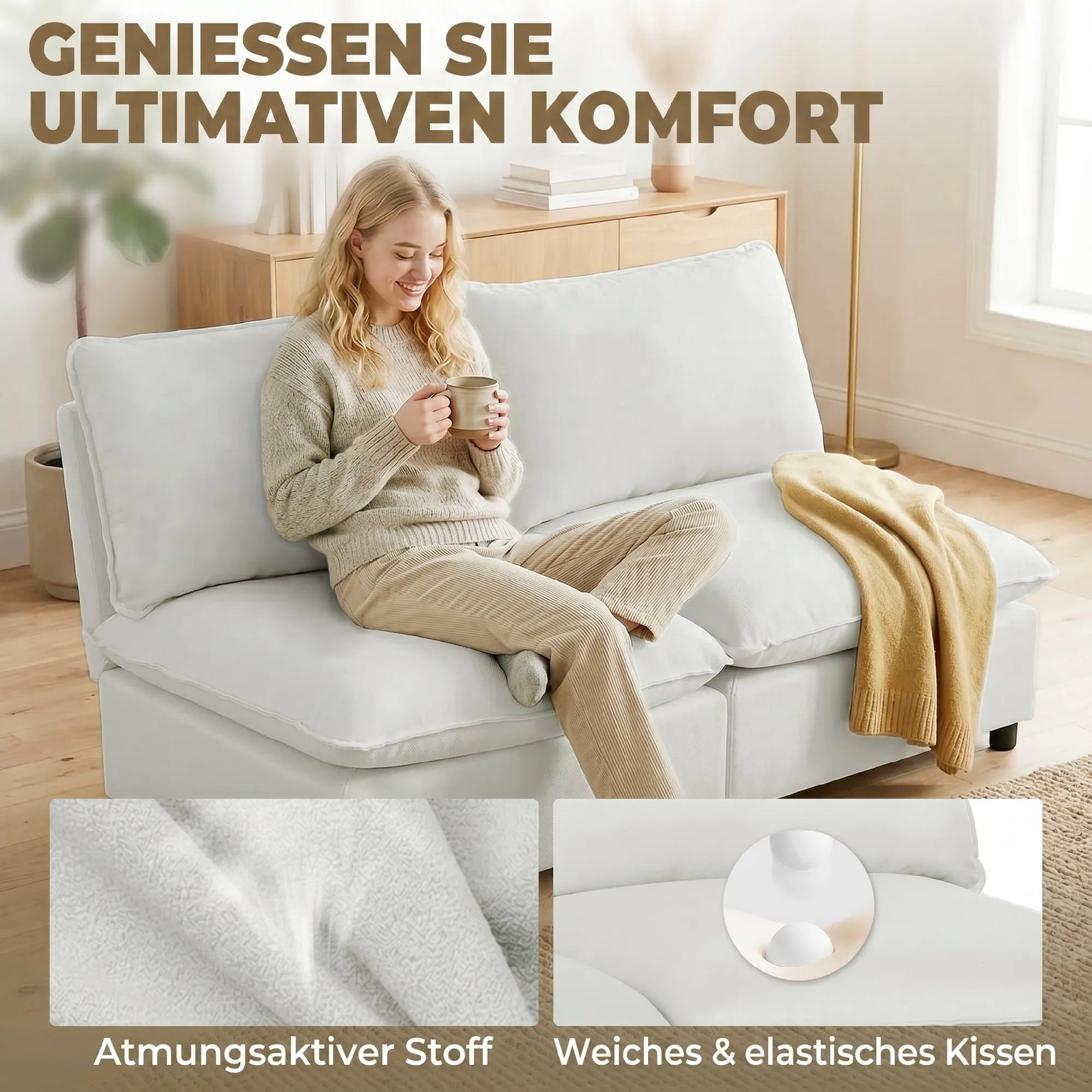 Dvivietė sofa, modulinė, 146 cm pločio, pilka