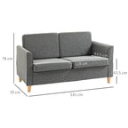 ® Dvivietė sofa | Nuimami pagalvėlės | Linas, putplastis, kaučiukmedis | Šviesiai pilka | 141 x 70 x 78 cm