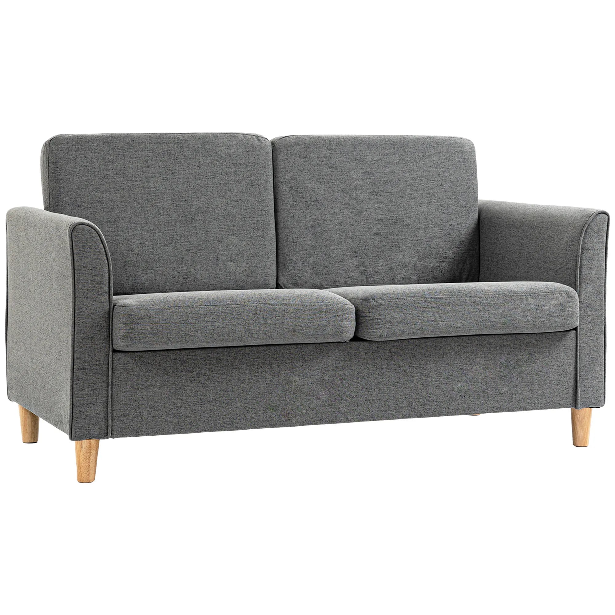® Dvivietė sofa | Nuimami pagalvėlės | Linas, putplastis, kaučiukmedis | Šviesiai pilka | 141 x 70 x 78 cm