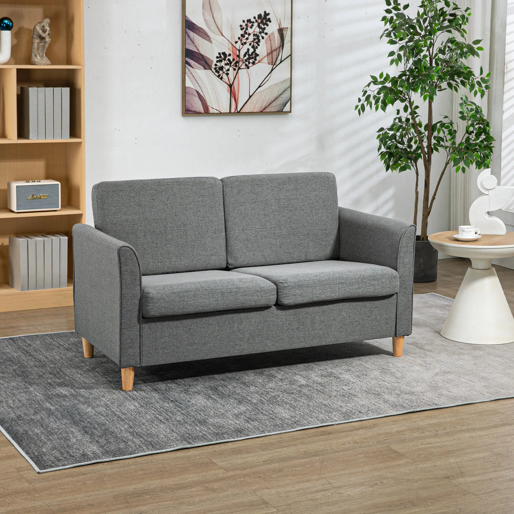 ® Dvivietė sofa | Nuimami pagalvėlės | Linas, putplastis, kaučiukmedis | Šviesiai pilka | 141 x 70 x 78 cm