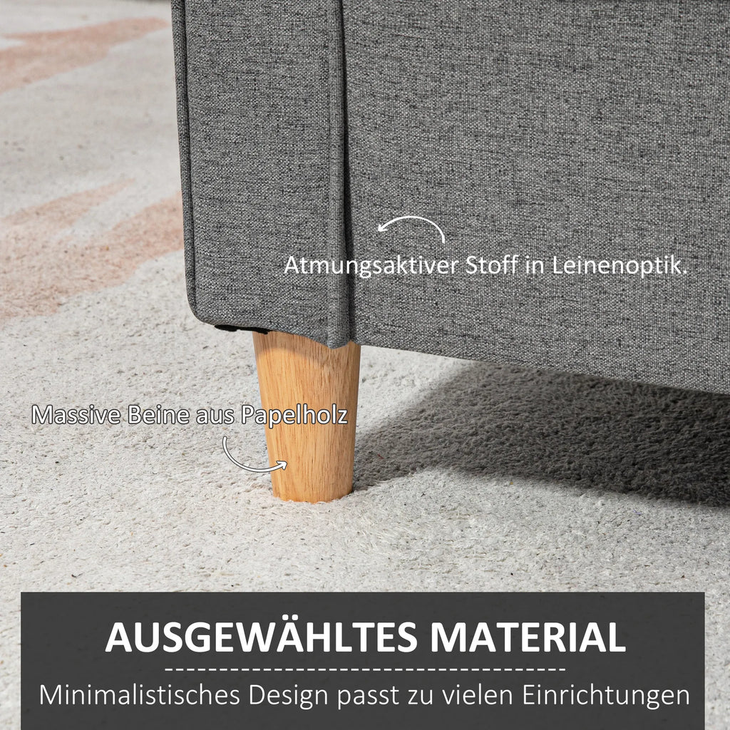 ® Dvivietė sofa | Nuimami pagalvėlės | Linas, putplastis, kaučiukmedis | Šviesiai pilka | 141 x 70 x 78 cm