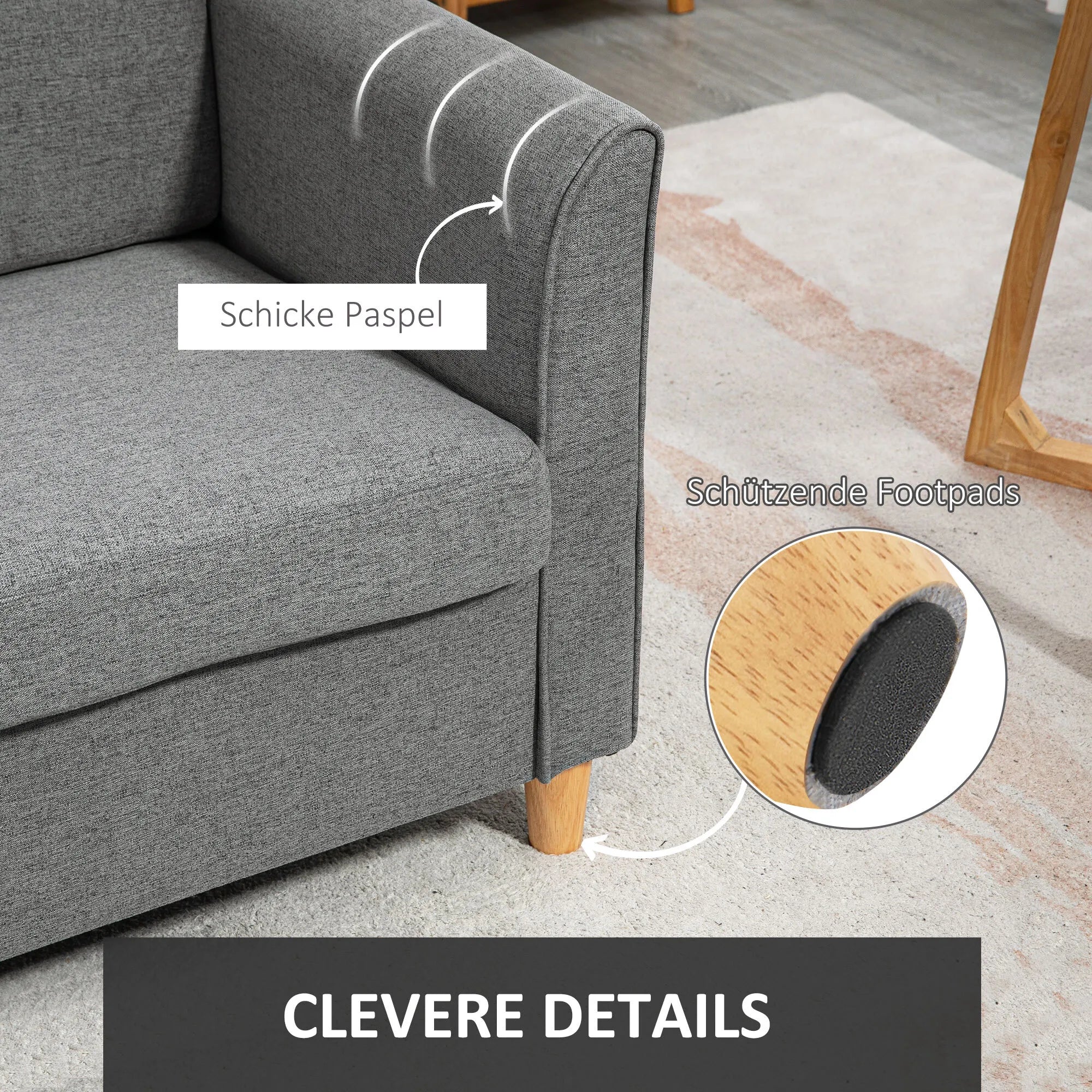 ® Dvivietė sofa | Nuimami pagalvėlės | Linas, putplastis, kaučiukmedis | Šviesiai pilka | 141 x 70 x 78 cm