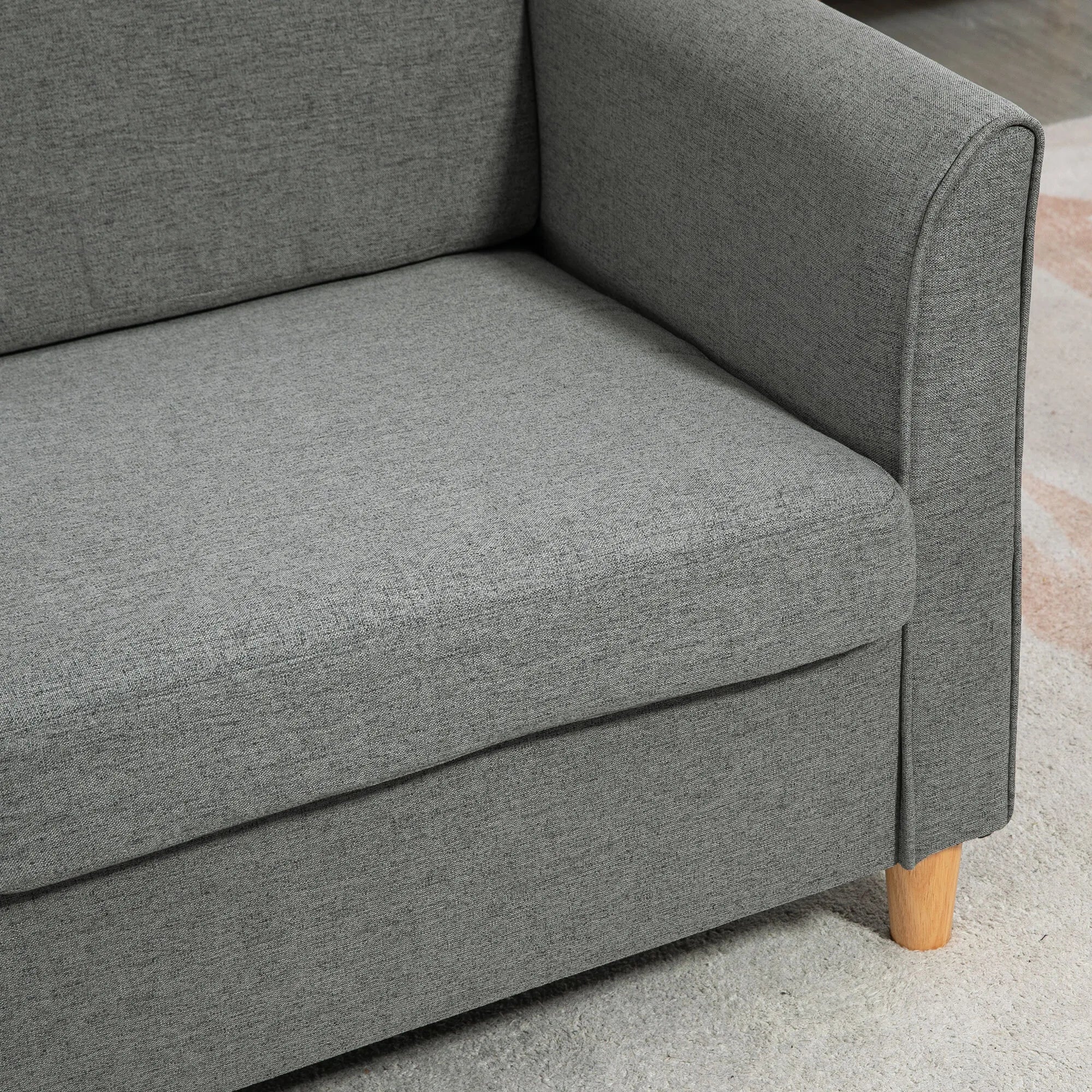 ® Dvivietė sofa | Nuimami pagalvėlės | Linas, putplastis, kaučiukmedis | Šviesiai pilka | 141 x 70 x 78 cm