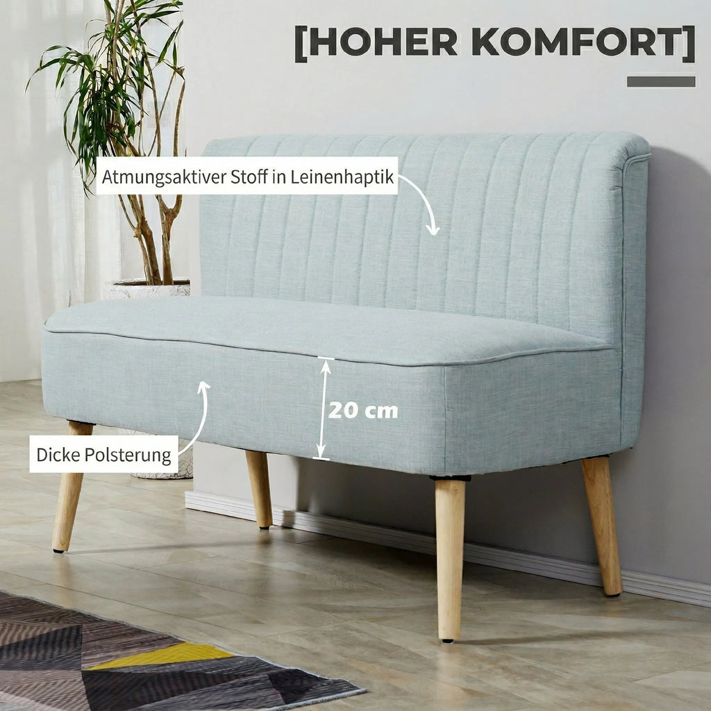 Dvivietė sofa, paminkštinta, iki 220 kg, šviesiai žalia