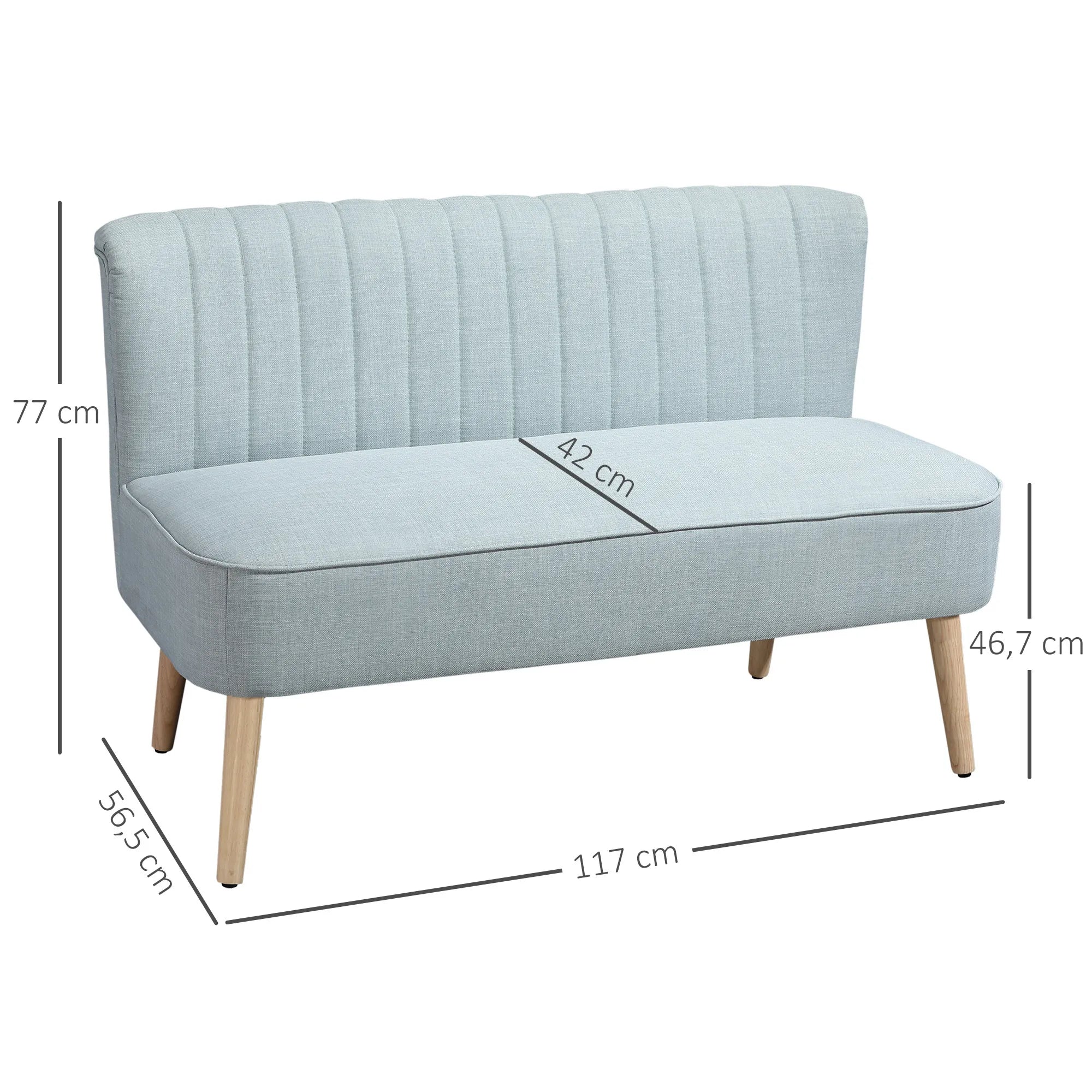 Dvivietė sofa, paminkštinta, iki 220 kg, šviesiai žalia