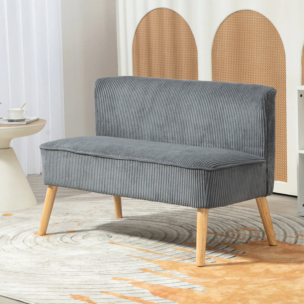 Dvivietė sofa, poliesteris, 117 × 56,5 × 77 cm, pilka