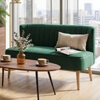Dvivietė sofa, retro stiliaus, 117 cm, tamsiai žalia