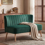 Dvivietė sofa, retro stiliaus, 117 cm, tamsiai žalia