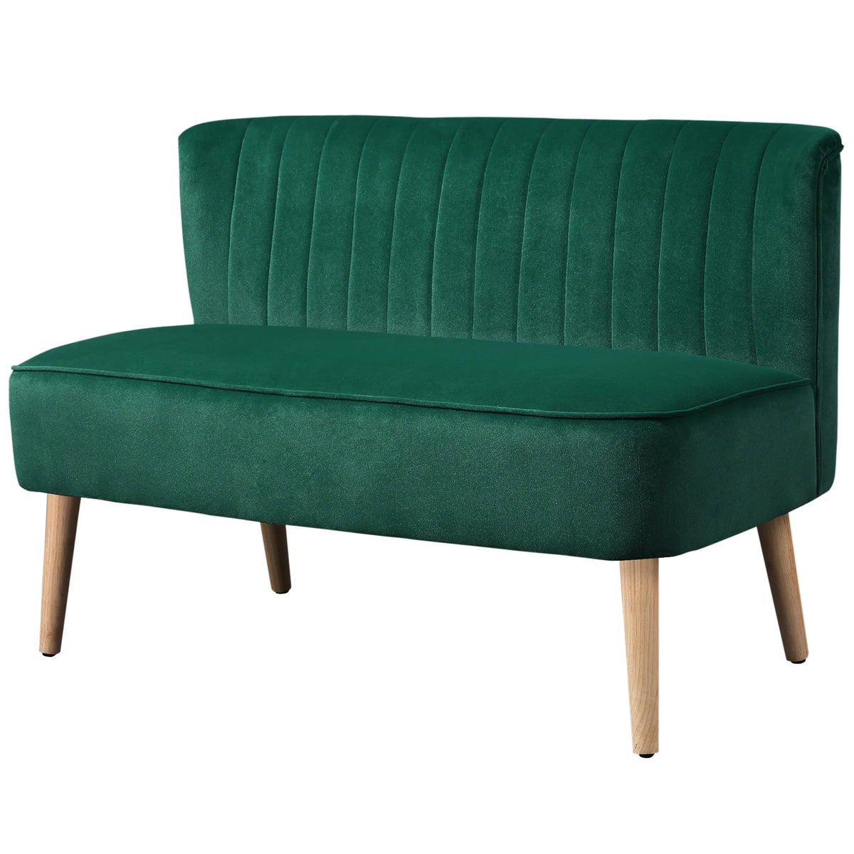 Dvivietė sofa, retro stiliaus, 117 cm, tamsiai žalia