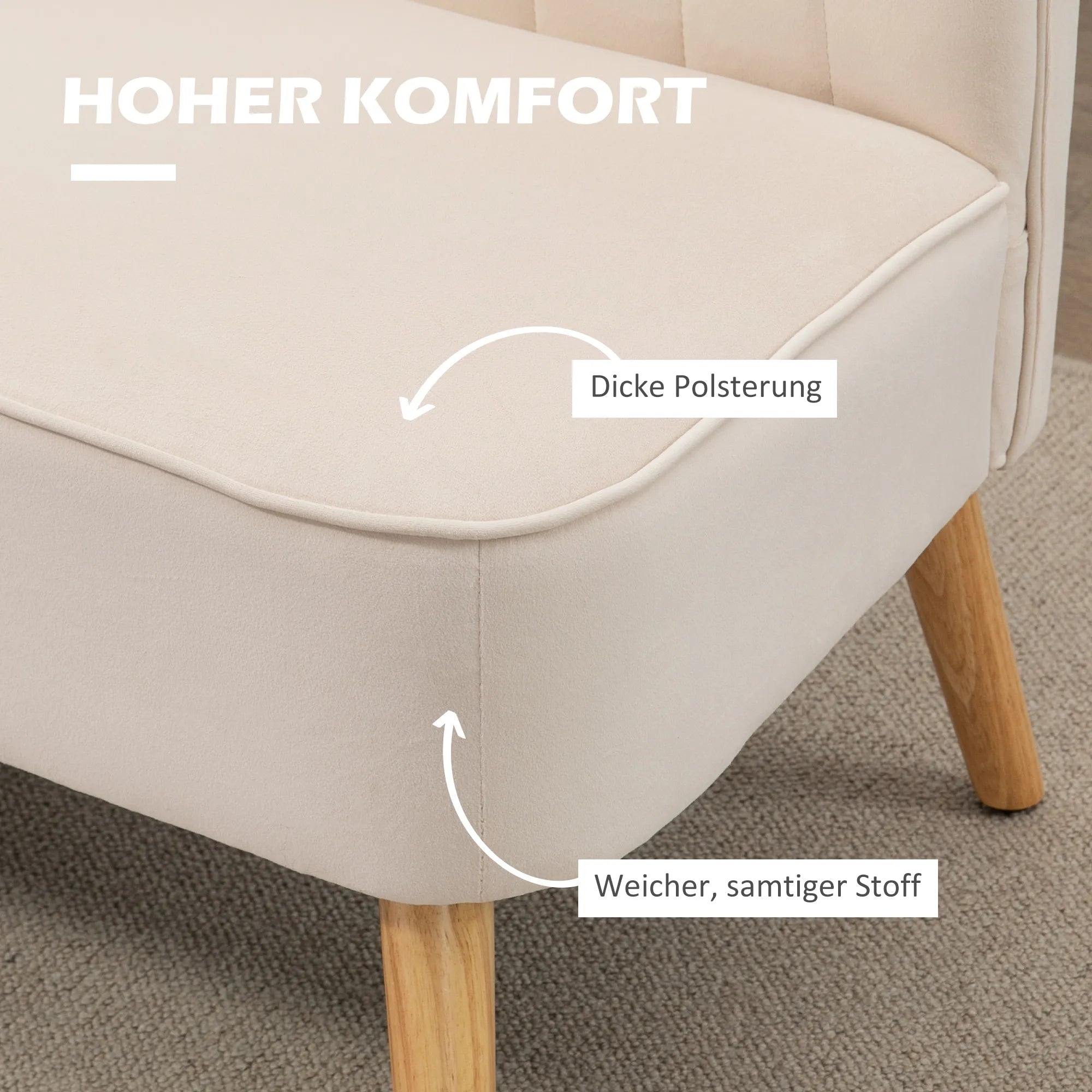 Dvivietė sofa, retro stilius, iki 220 kg, kreminė balta