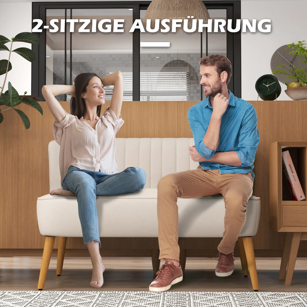 Dvivietė sofa, retro stilius, iki 220 kg, kreminė balta