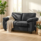 Dvivietė sofa šenilinė 156 cm su plačiais porankiais tamsiai pilka