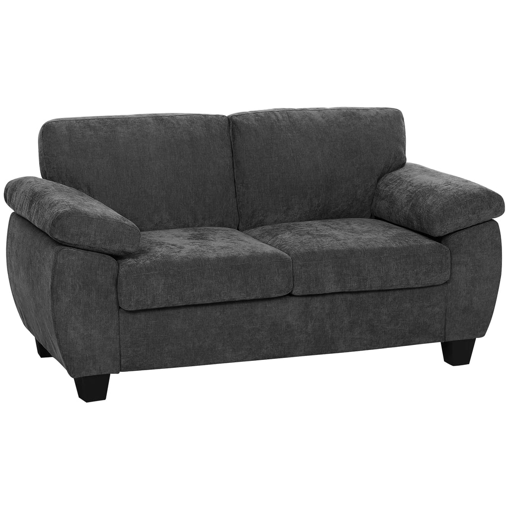 Dvivietė sofa šenilinė 156 cm su plačiais porankiais tamsiai pilka