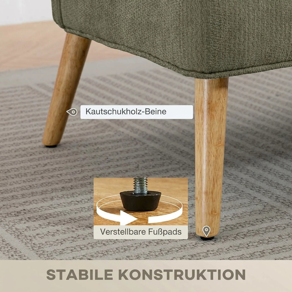 Dvivietė sofa, šenilinė, su sparno formos atlošu, tamsiai žalia