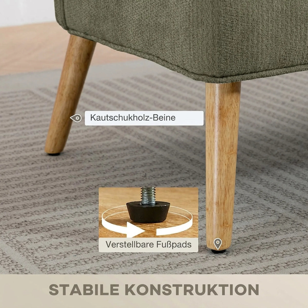 Dvivietė sofa, šenilinė, su sparno formos atlošu, tamsiai žalia