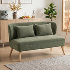 Dvivietė sofa, šenilinė, su sparno formos atlošu, tamsiai žalia