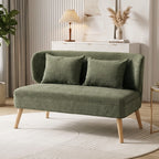 Dvivietė sofa, šenilinė, su sparno formos atlošu, tamsiai žalia