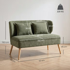 Dvivietė sofa, šenilinė, su sparno formos atlošu, tamsiai žalia