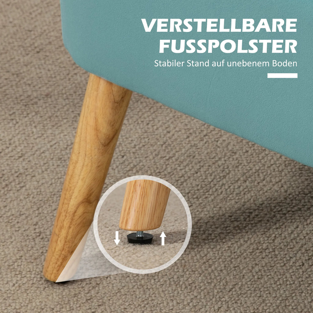 Dvivietė sofa, skandinaviško stiliaus, 117 cm, žalia