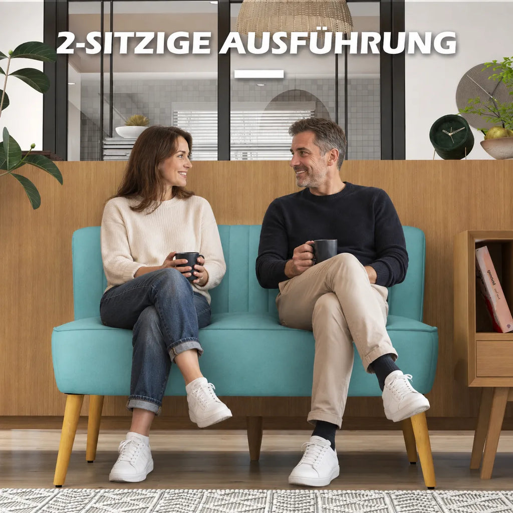 Dvivietė sofa, skandinaviško stiliaus, 117 cm, žalia
