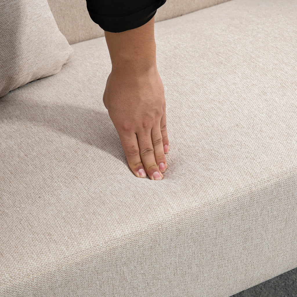 Dvivietė sofa su 2 pagalvėmis, 130x70x80 cm, kreminė