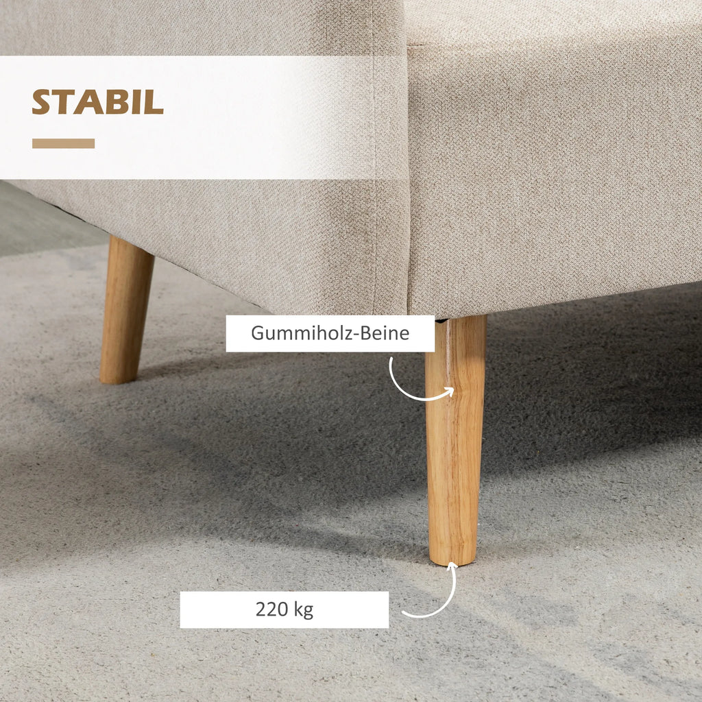 Dvivietė sofa su 2 pagalvėmis, 130x70x80 cm, kreminė