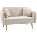 Dvivietė sofa su 2 pagalvėmis, 130x70x80 cm, kreminė