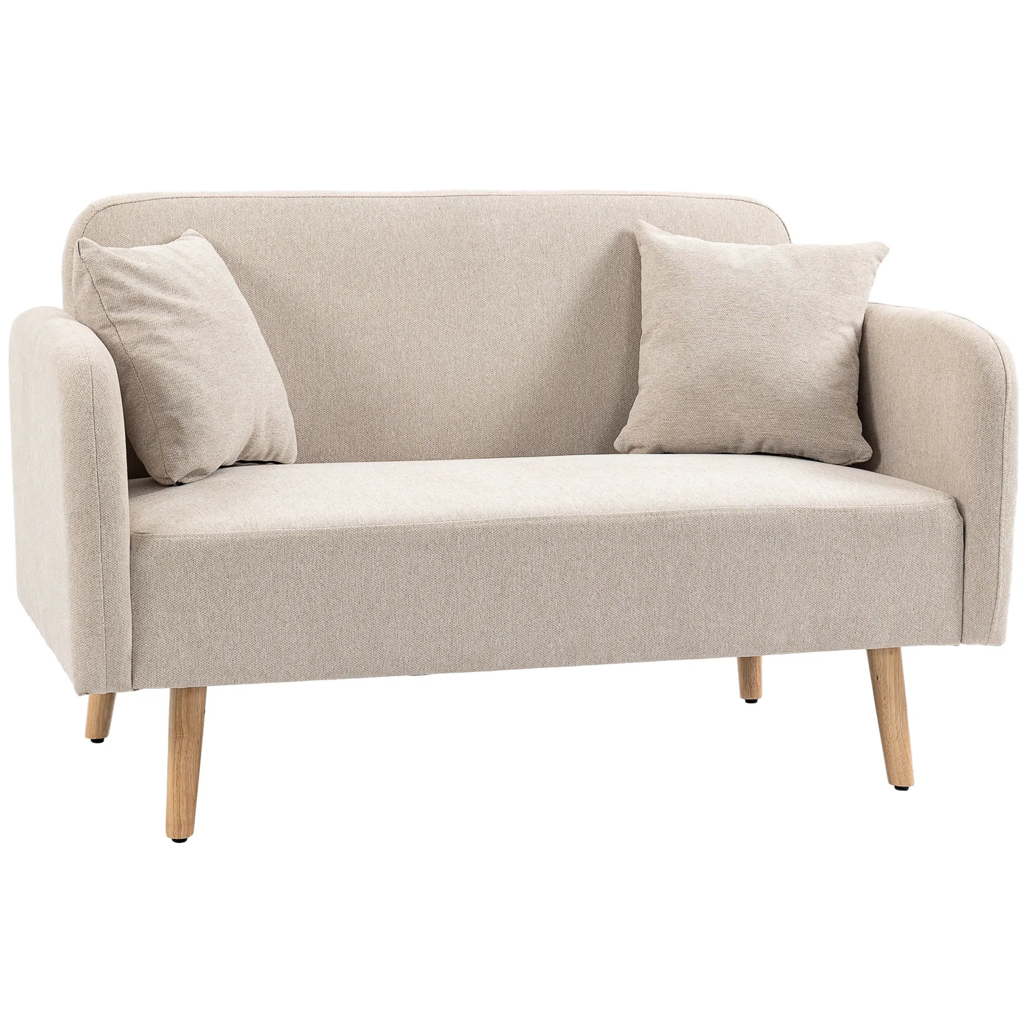 Dvivietė sofa su 2 pagalvėmis, 130x70x80 cm, kreminė