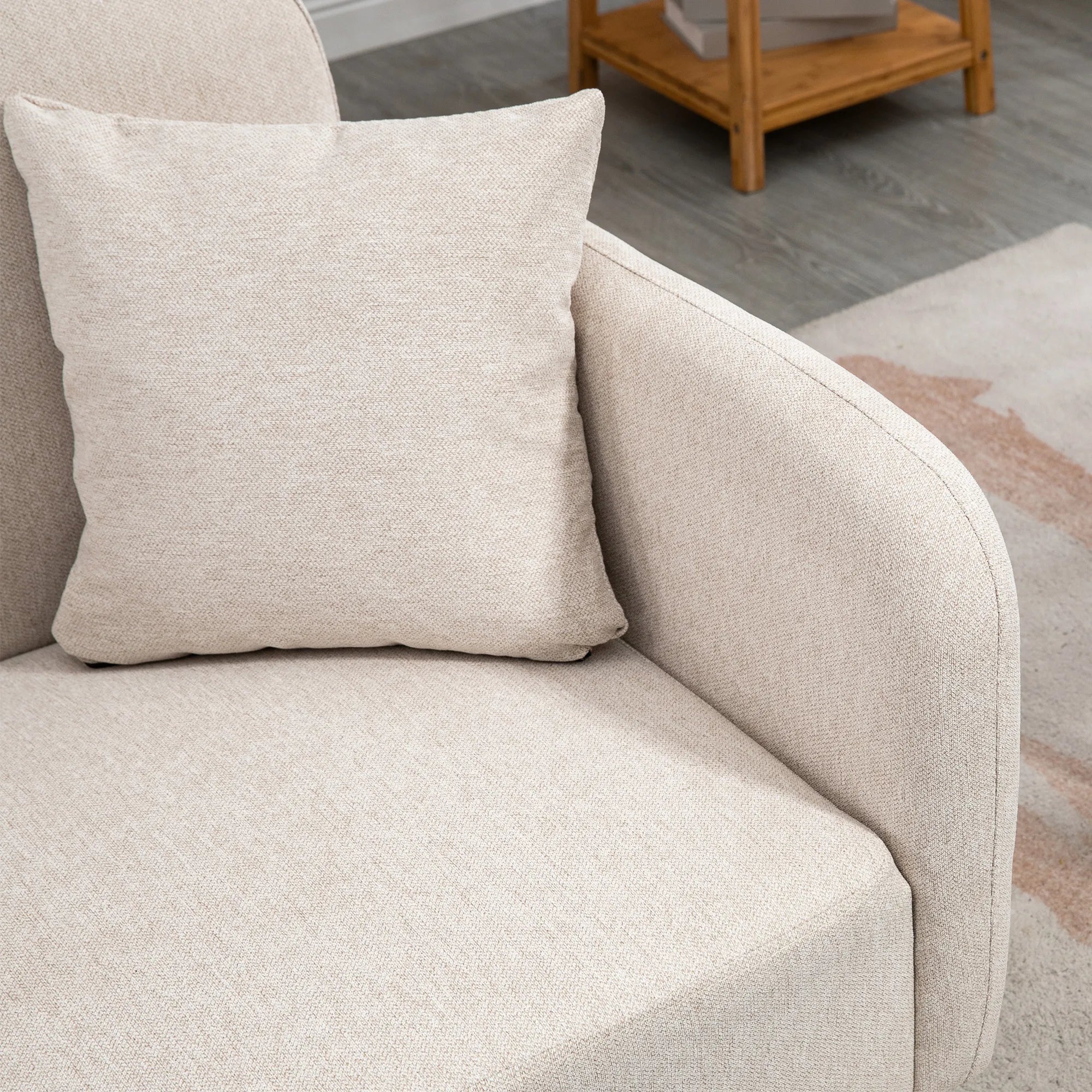 Dvivietė sofa su 2 pagalvėmis, 130x70x80 cm, kreminė
