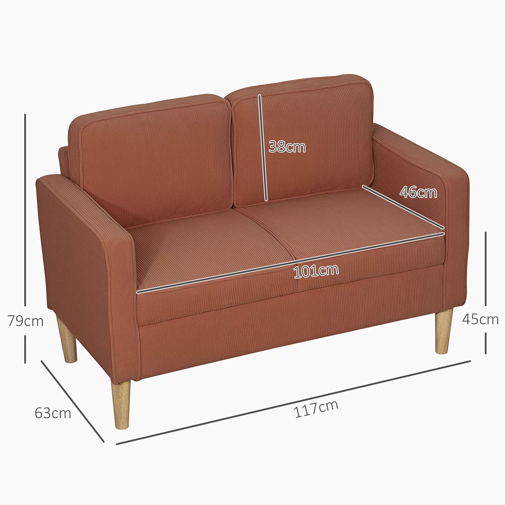 Dvivietė sofa su daiktadėže, 117 x 63 x 79 cm, oranžinė