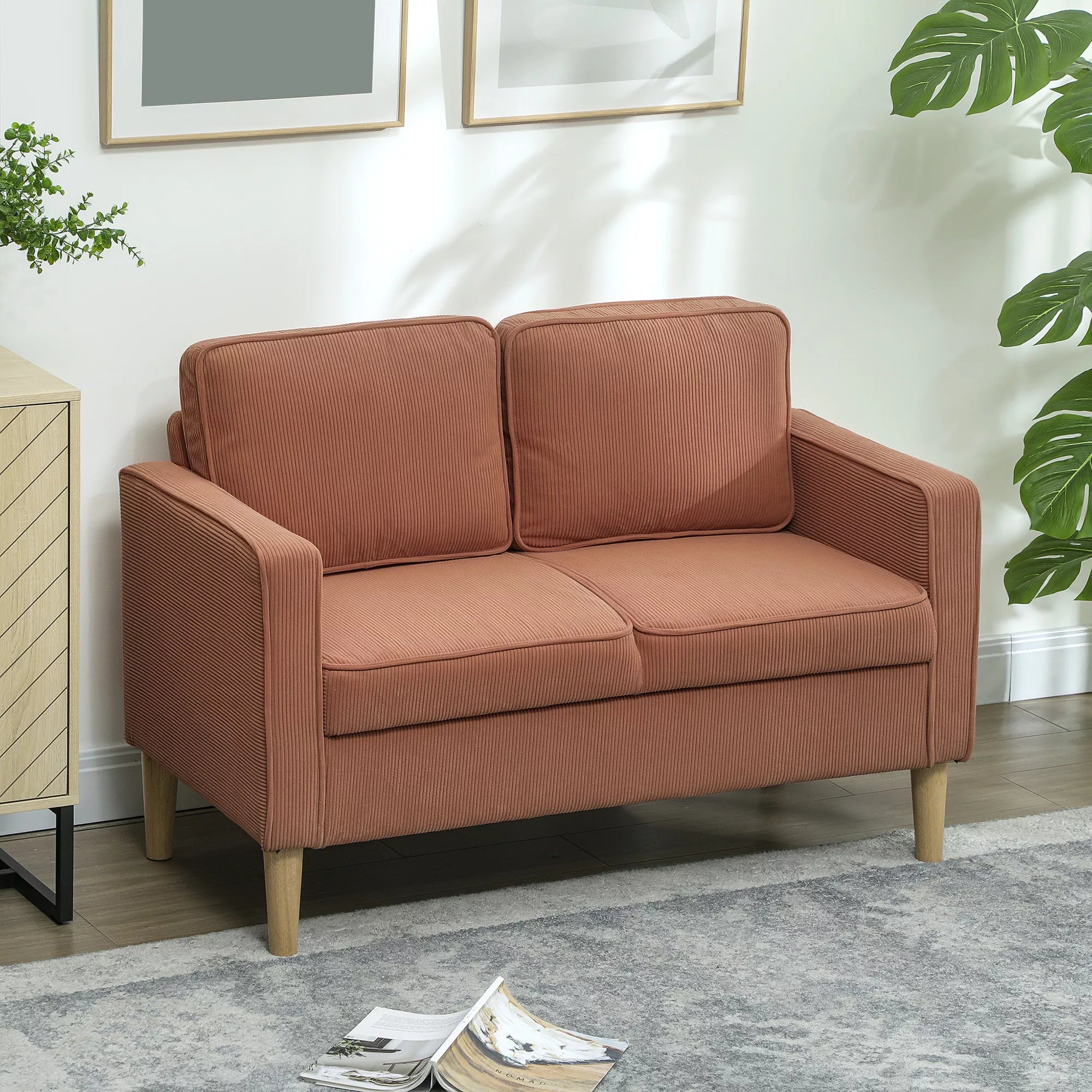 Dvivietė sofa su daiktadėže, 117 x 63 x 79 cm, oranžinė