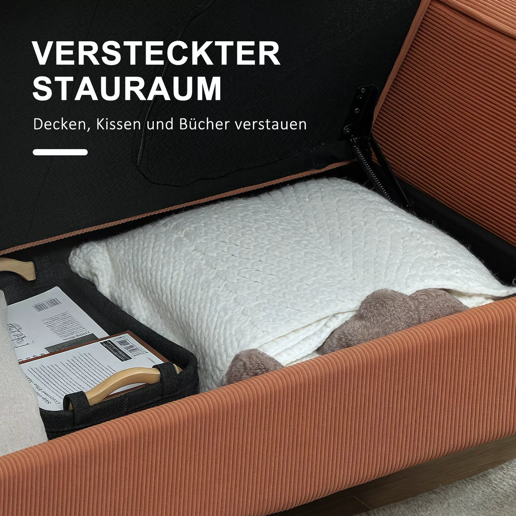 Dvivietė sofa su daiktadėže, 117 x 63 x 79 cm, oranžinė