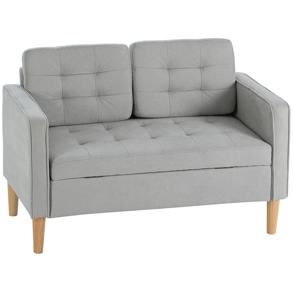 Dvivietė sofa su daiktadėže, šviesiai pilka