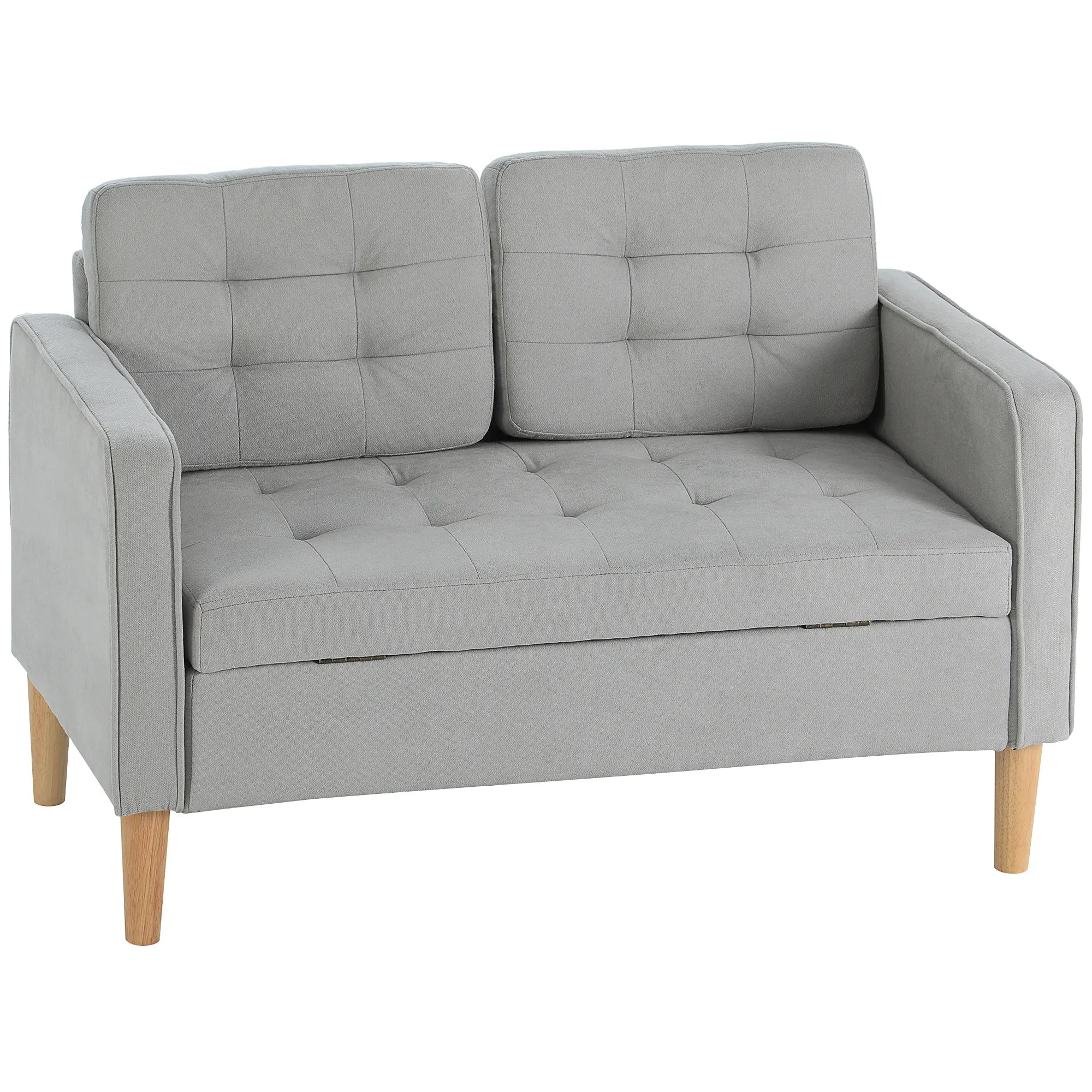 Dvivietė sofa su daiktadėže, šviesiai pilka