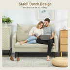 Dvivietė sofa su metalinėmis kojelėmis, kreminė balta