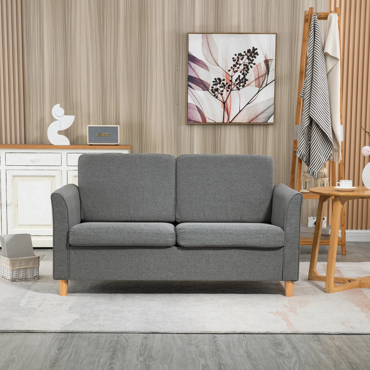 Dvivietė sofa su nuimamais užvalkalais, 141 cm, šviesiai pilka