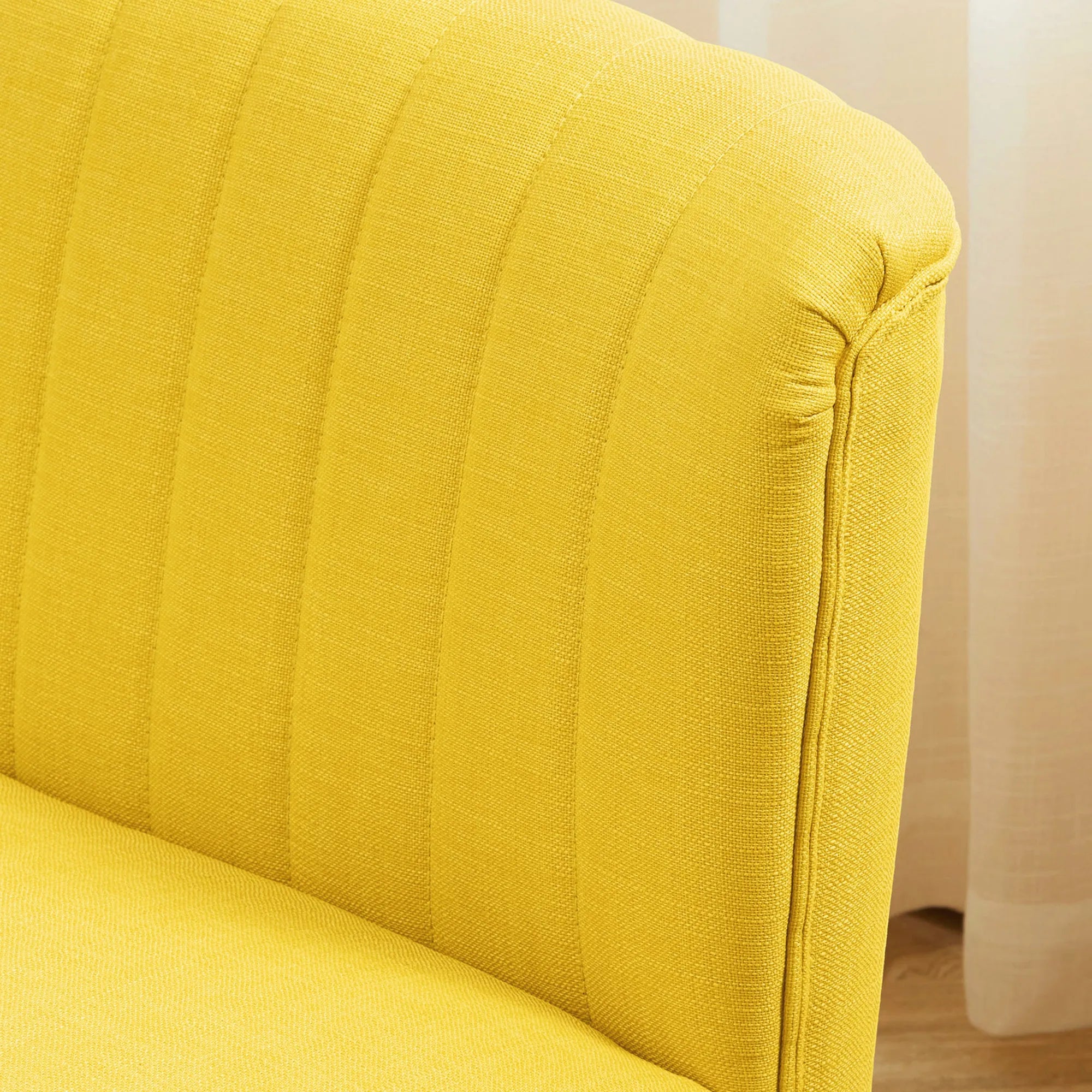 Dvivietė sofa, su paminkštinimu, iki 220 kg, 117 x 56,5 x 77 cm, geltona